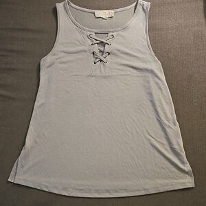 Pink Republic Lace-Up Tank Top - Light Gray